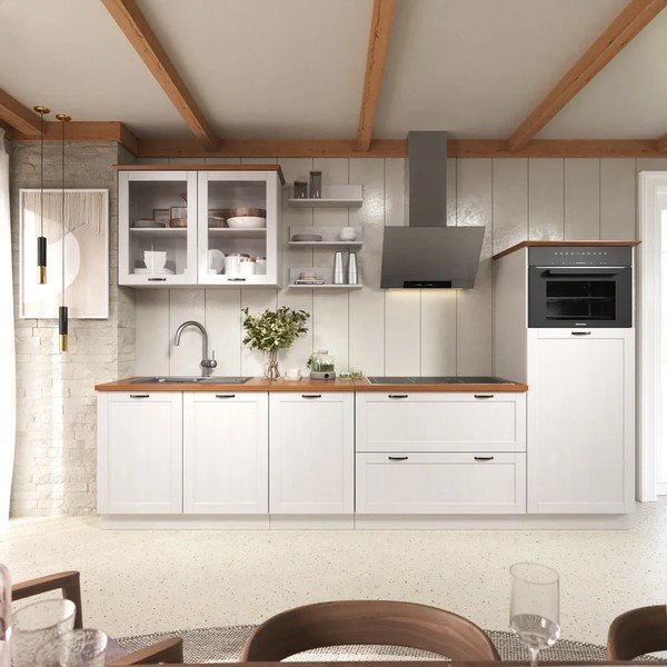 Baltos spalvos/gintarinės spalvos iš pušies masyvo pakabinama vitrina 105x80x35 cm Teramo – Støraa-image-1