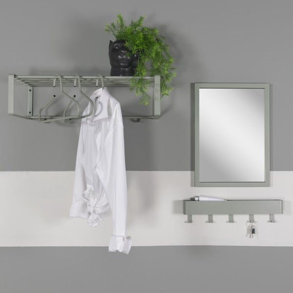 Pilkai žalios spalvos iš metalo sieninė lentyna su lentyna 52 cm Dax Play – Spinder Design-image-1