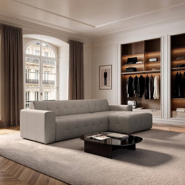 Šviesiai rudos spalvos kampinė sofa (su dešiniuoju kampu/su gultu) Tuil – Rodier-image-1