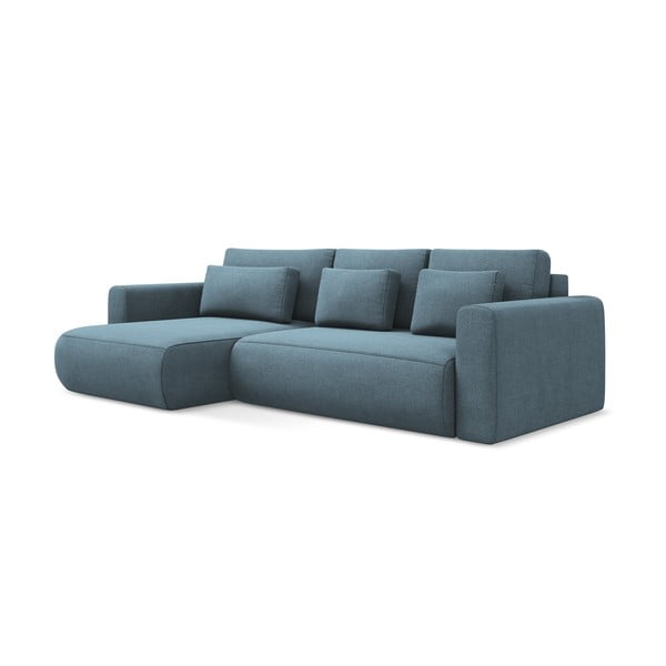 Šviesiai mėlynos spalvos sulankstoma/su sandėliavimo vieta kampinė sofa (su kairiuoju kampu/su gultu) Kapua – Makamii-image-3
