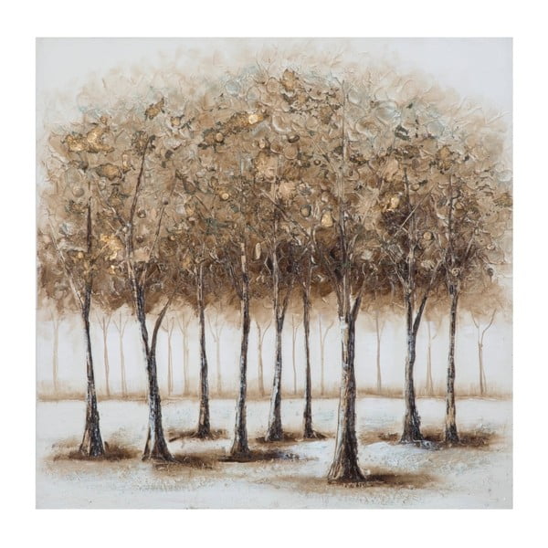 Rankomis tapytas paveikslas pušies medžio rėme Mauro Ferretti Alberi Naktis, 80 x 80 cm