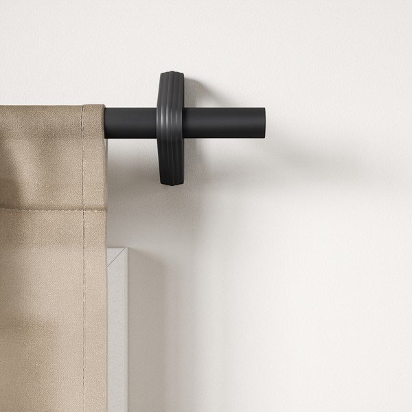 Matinės juodos spalvos iš plieno išplečiamas užuolaidos strypas 107 - 305 cm Trinity – Umbra-image-1