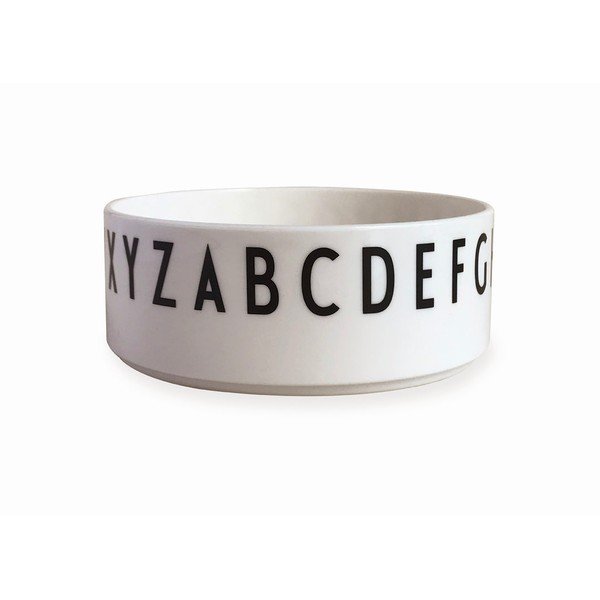 Baltos spalvos vaikiškas dubuo Design Letters Eat & Learn, ø 11 cm