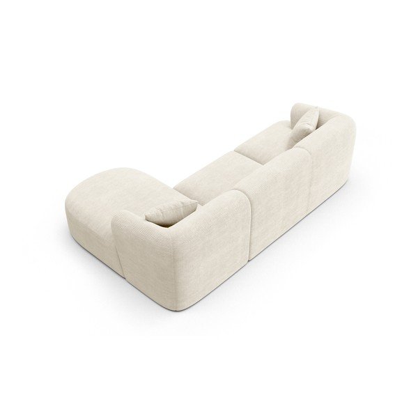 Smėlio spalvos kampinė sofa iš kordinio velveto (su dešiniuoju kampu/su gultu) Campi – Cosmopolitan Design-image-3