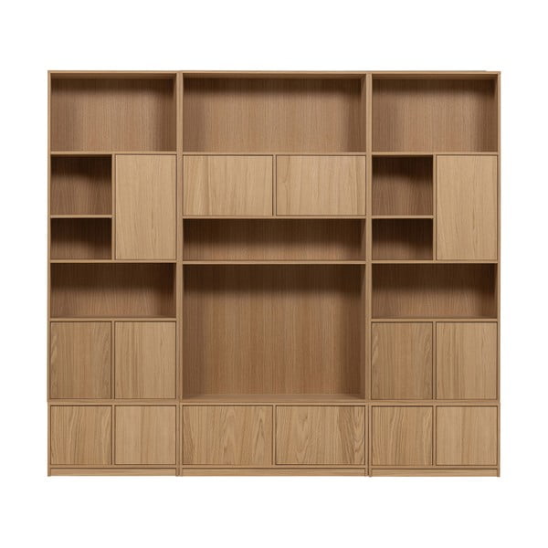 Modulinė knygų spinta natūralios spalvos iš ąžuolo 264x243 cm Modulair – vtwonen
