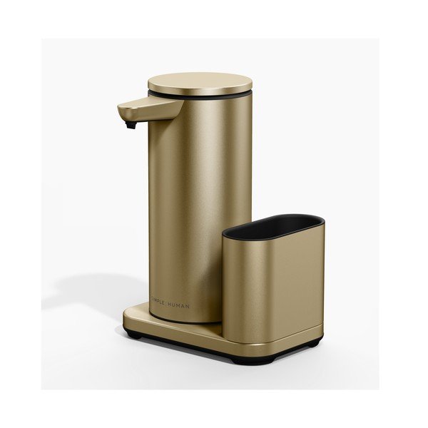 Automatinis matinės auksinės spalvos iš metalo stovas skalbimo reikmenims – simplehuman