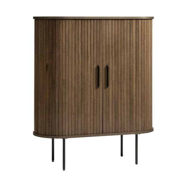 Spintelė rudos spalvos iš ąžuolo su stumdomomis durimis 100x118 cm Nola – Unique Furniture-image-2
