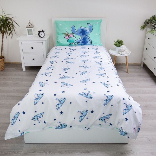 Mėtų spalvos iš medvilnės viengulė vaikiška patalynė 140x200 cm Lilo & Stitch "Buddies" – Jerry Fabrics-image-2