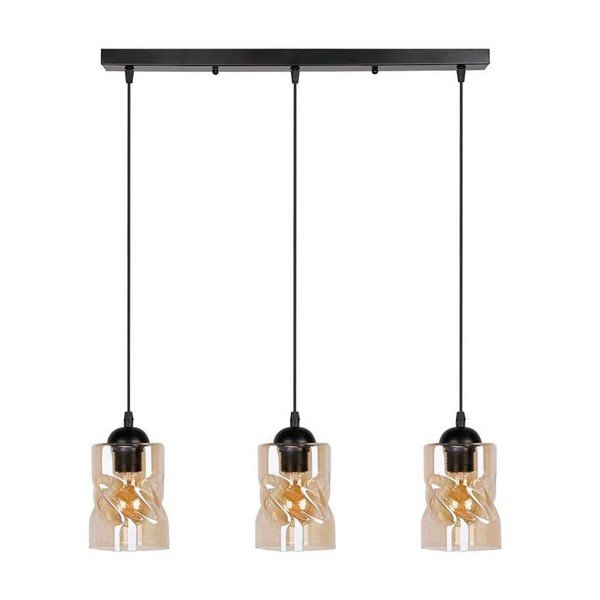 Juodas pakabinamas šviestuvas su stikliniu gaubtu 10x62 cm Felis - Candellux Lighting
