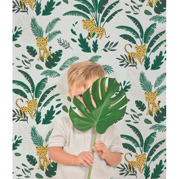 Vaikiški tapetai 10 m x 50 cm Cheetah & Tropical Leaves – Lilipinso-image-3