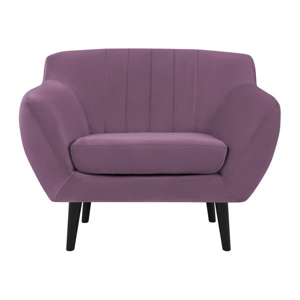 Violetinės spalvos fotelis Mazzini Sofas Toscane, juodos kojos