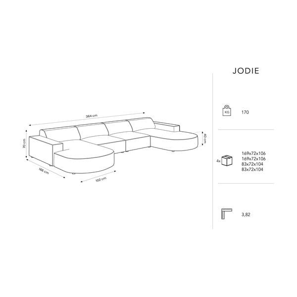 Žalio aksomo kampinė sofa (U formos) Jodie - Micadoni Home-image-3