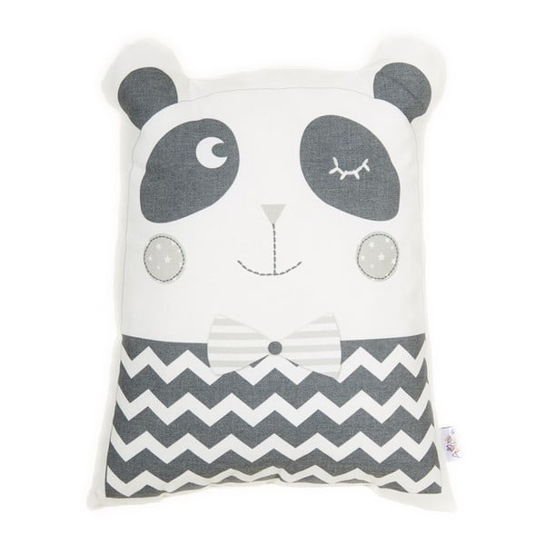 Pilka vaikiška medvilninė pagalvė Mike & Co. NEW YORK Panda, 25 x 36 cm