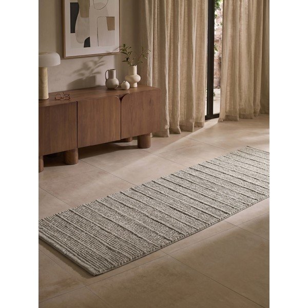 Rankų darbo pilkos spalvos iš vilnos kilimas 80x250 cm Camden Parker – Ted Baker-image-1