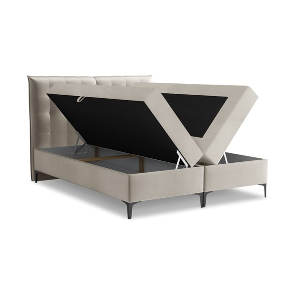Taupe spalvos spyruoklinė lova su sandėliavimo vieta 160x200 cm Mikana – Makamii-image-1