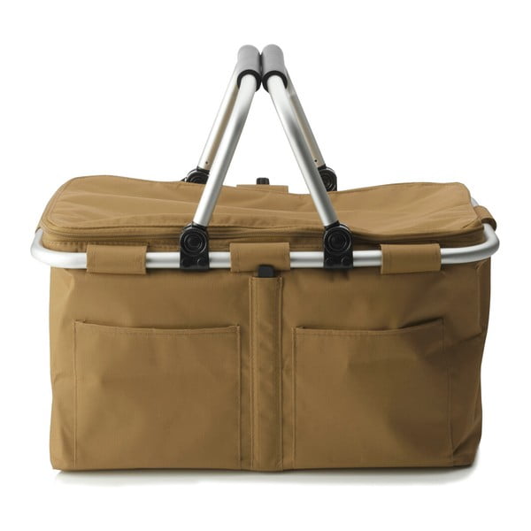 Pirkinių krepšys su užtrauktuku ir šiluminiu sluoksniu, rudos spalvos