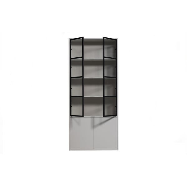 Vitrina iš pušies masyvo šviesiai pilkos spalvos 101x230 cm Basic – vtwonen-image-3