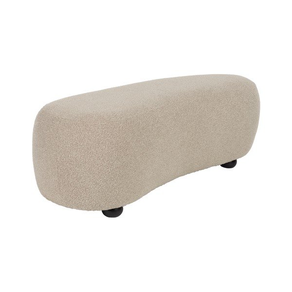 Smėlio spalvos paminkštinto audinio suolas iš boucle Noxx – White Label-image-2