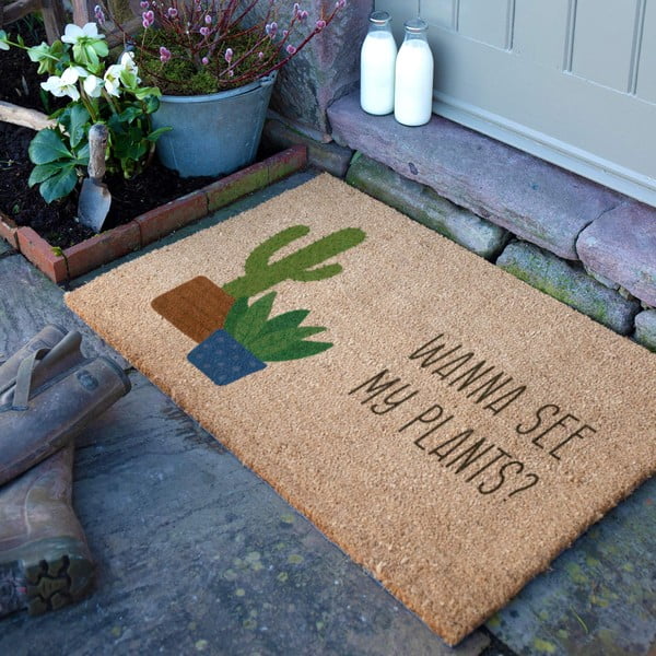 Iš kokoso pluošto grindų kilimėlis 40x60 cm Wanna See My Plants – Artsy Doormats-image-2