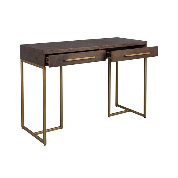 Tamsios natūralios spalvos konsolinis staliukas su akacijos dekoru 45x120 cm Class – Dutchbone-image-3