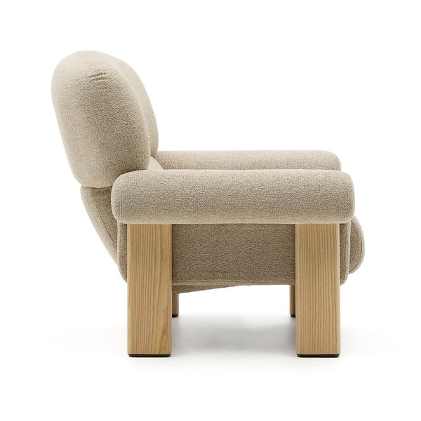 Smėlio spalvos iš šenilinio audinio krėslas Nema – Kave Home-image-2