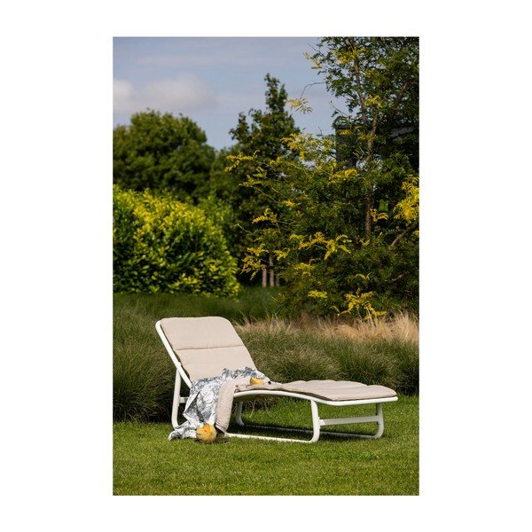 Metalinis sodo šezlongas baltos spalvos/kreminės spalvos Birch – Exotan-image-2