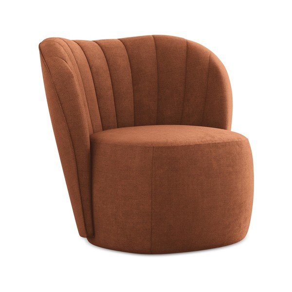 Terakotos spalvos krėslas iš šenilinio audinio Keloa – Makamii