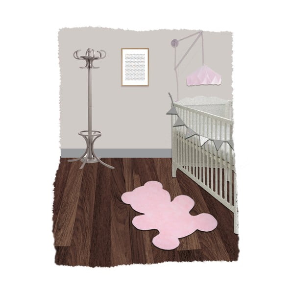 Nattiot Little Teddy rankų darbo rožinis vaikiškas kilimas, 80 x 100 cm-image-2