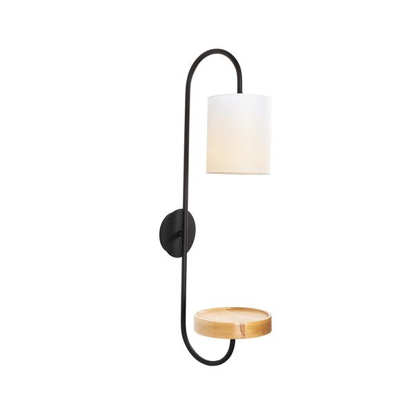 Juodas metalinis sieninis šviestuvas su baltu gaubtu Opviq lights Marylena-image-2