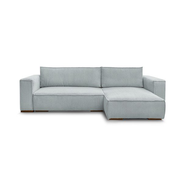 Šviesiai pilkos spalvos iš kordinio velveto sulankstoma/su sandėliavimo vieta kampinė sofa Chelsea – Bobochic Paris