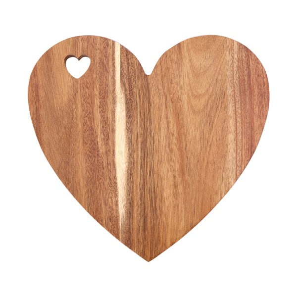 Akacijų medžio širdelės formos pjaustymo lentelė su rausvu krašteliu Premier Housewares, 30 x 28 cm