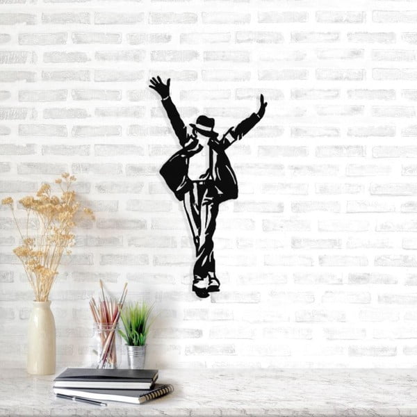Juodo metalo sieninė dekoracija Michael Jackson, 36 x 69 cm