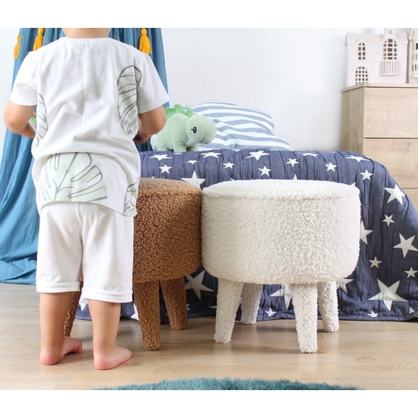 Vaikiškas pufas rudos spalvos iš boucle Moouv – Artie-image-1