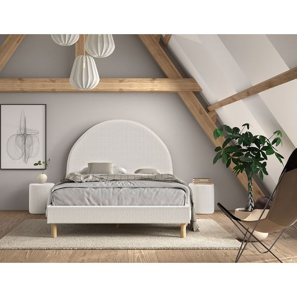 Viengulė audiniu dengta lova baltos spalvos su lovos grotelėmis 140x200 cm MOON – Vipack-image-4