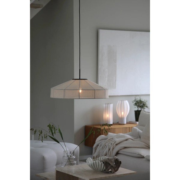Juodos ir baltos spalvos kabantis šviestuvas ø 57 cm su tekstiliniu gaubtu Alia – Markslöjd-image-2