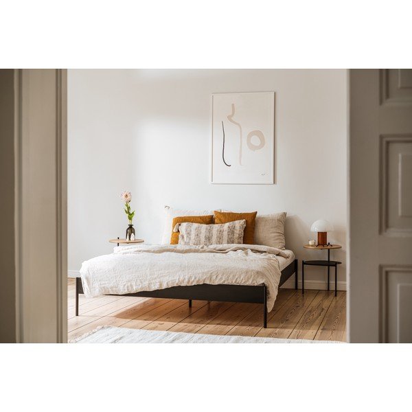 Baltos spalvos iš plieno dvigulė lova be galvūgalio su lovos grotelėmis 200x200 cm Eton Basic – noo.ma-image-1