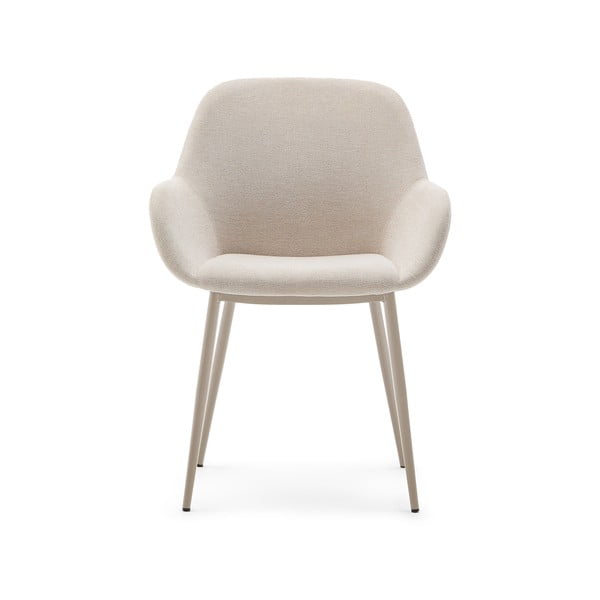 Kreminės spalvos iš audinio valgomojo kėdė Konna – Kave Home-image-4