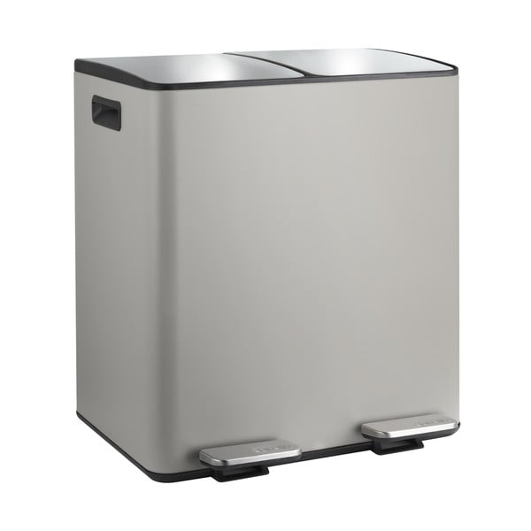 Taupe spalvos iš plieno šiukšliadėžė 2x20 l rūšiavimui/su pedalu   Aliya – Spirella