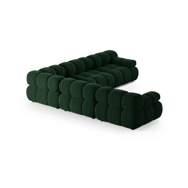 Tamsiai žalios spalvos modulinė kampinė sofa iš velveto – Micadoni -image-3