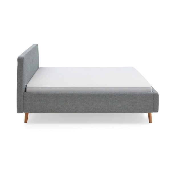 Tamsiai pilkos spalvos dvigulė lova audiniu dengta su sandėliavimo vieta su lovos grotelėmis 180x200 cm Mattis – Meise Möbel-image-4