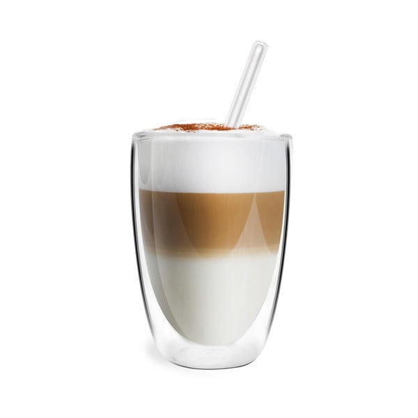 Iš stiklo puodeliai 6 vnt. su dviguba sienele/latte kavai 350 ml – Vialli Design-image-2