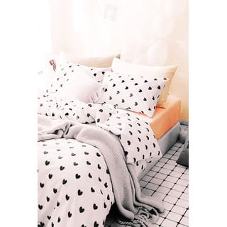 Iš ranforce medvilnės viengulė/itin ilga patalynė baltos spalvos su paklode/3 dalių 160x220 cm Mini Hearts – Mila Home
