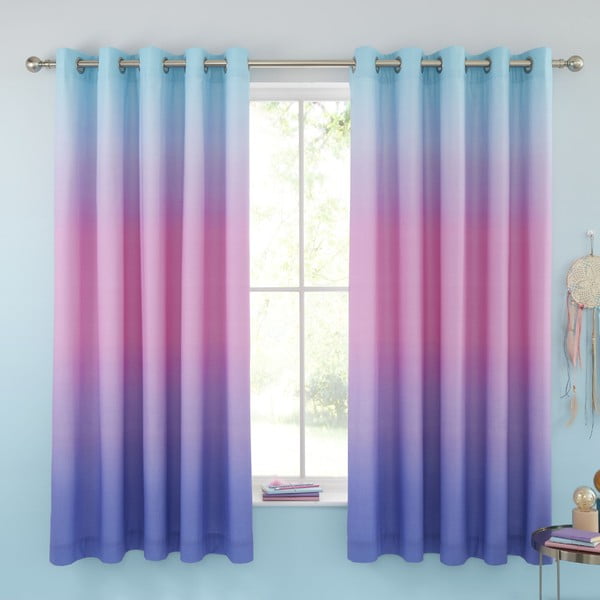 Rožinės spalvos/violetinės spalvos vaikiškos užuolaidos 2 vnt. 168x183 cm Ombre Rainbow Clouds – Catherine Lansfield-image-1