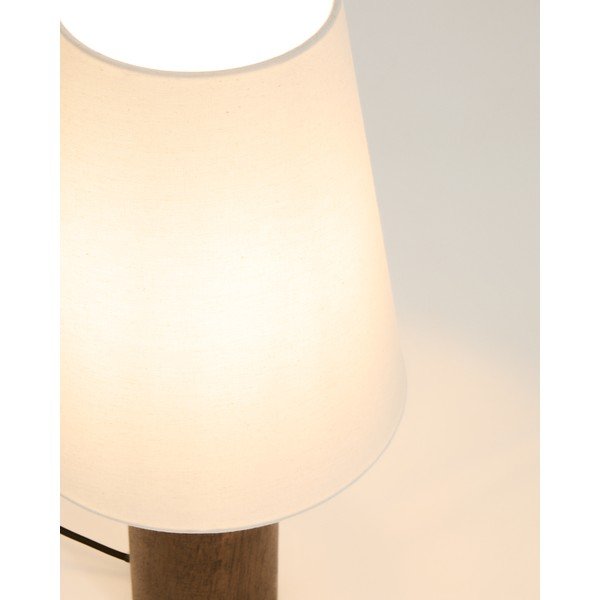 Baltos spalvos/tamsios natūralios spalvos stalinis šviestuvas (aukštis 49,5 cm) su tekstiliniu gaubtu Marga – Kave Home-image-2