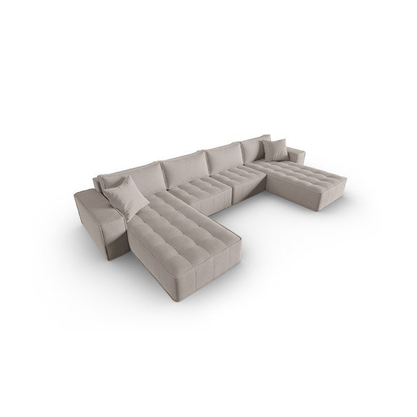Kampinė sofa šviesiai pilkos spalvos Mike – Micadoni Home-image-3