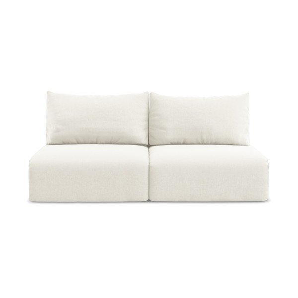 Kreminės spalvos sulankstoma/su sandėliavimo vieta sofa iš velveto 216 cm Kalena – Makamii