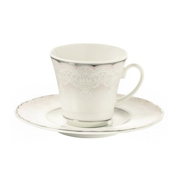 6 porcelianinių puodelių ir lėkščių rinkinys "Kutahya", 50 ml
