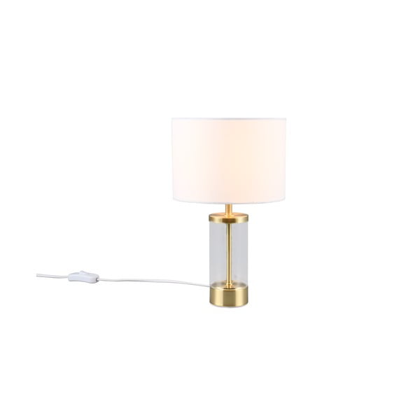 Stalinis šviestuvas auksinės spalvos (aukštis 33,5 cm) su tekstiliniu gaubtu Grazia – Reality-image-1