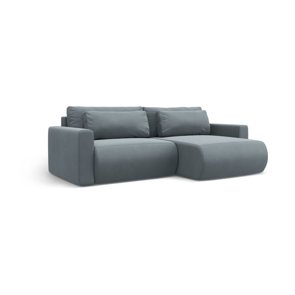 Pilkai mėlynos spalvos iš velveto sulankstoma/su sandėliavimo vieta kampinė sofa Belfast – Cosmopolitan Design-image-2