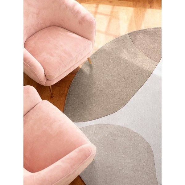 Rankų darbo smėlio spalvos iš vilnos apvalios formos kilimas ø 160 cm Hackney Clarissa – Ted Baker-image-2